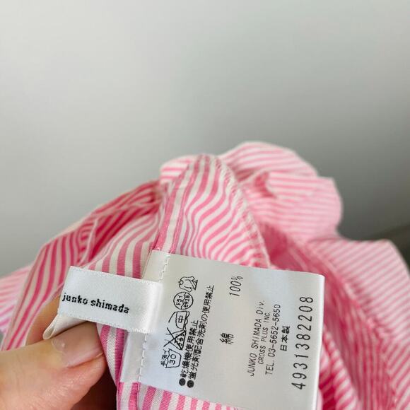 Junko Shamada Pink Stripe Ruffle Button Up Blouse Size 38 or Size S - Picture 9 of 9